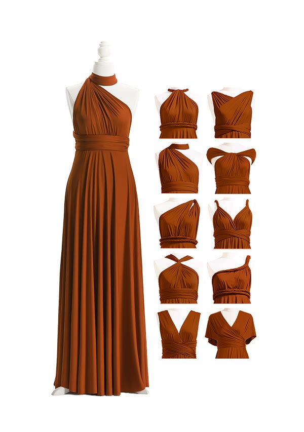 72Styles Burnt Orange Long Multiway Infinity Dress