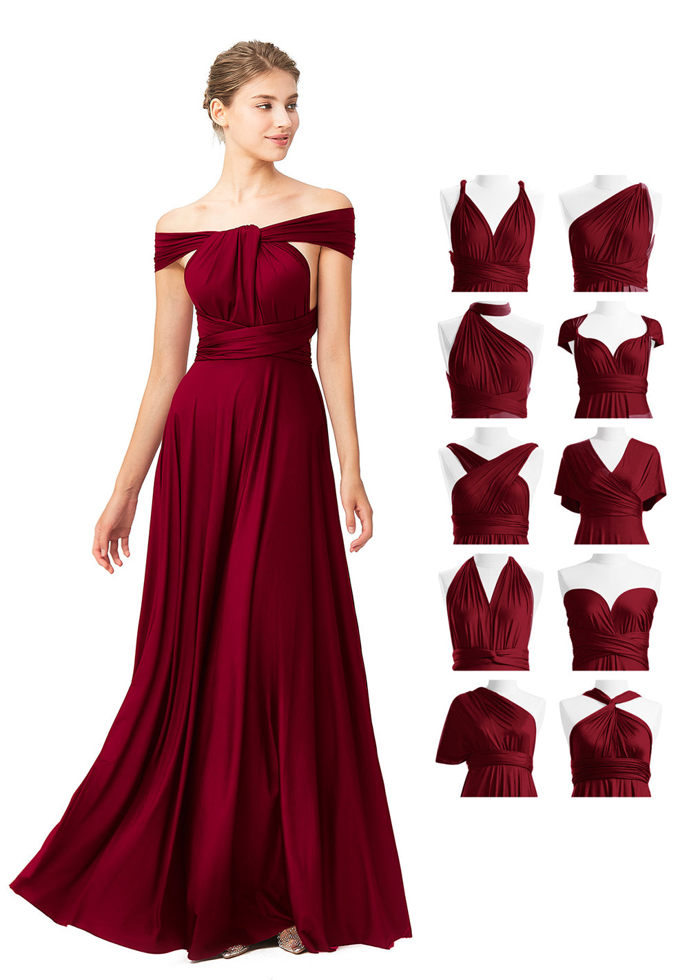 Burgundy Multiway Convertible Infinity Evening Dress