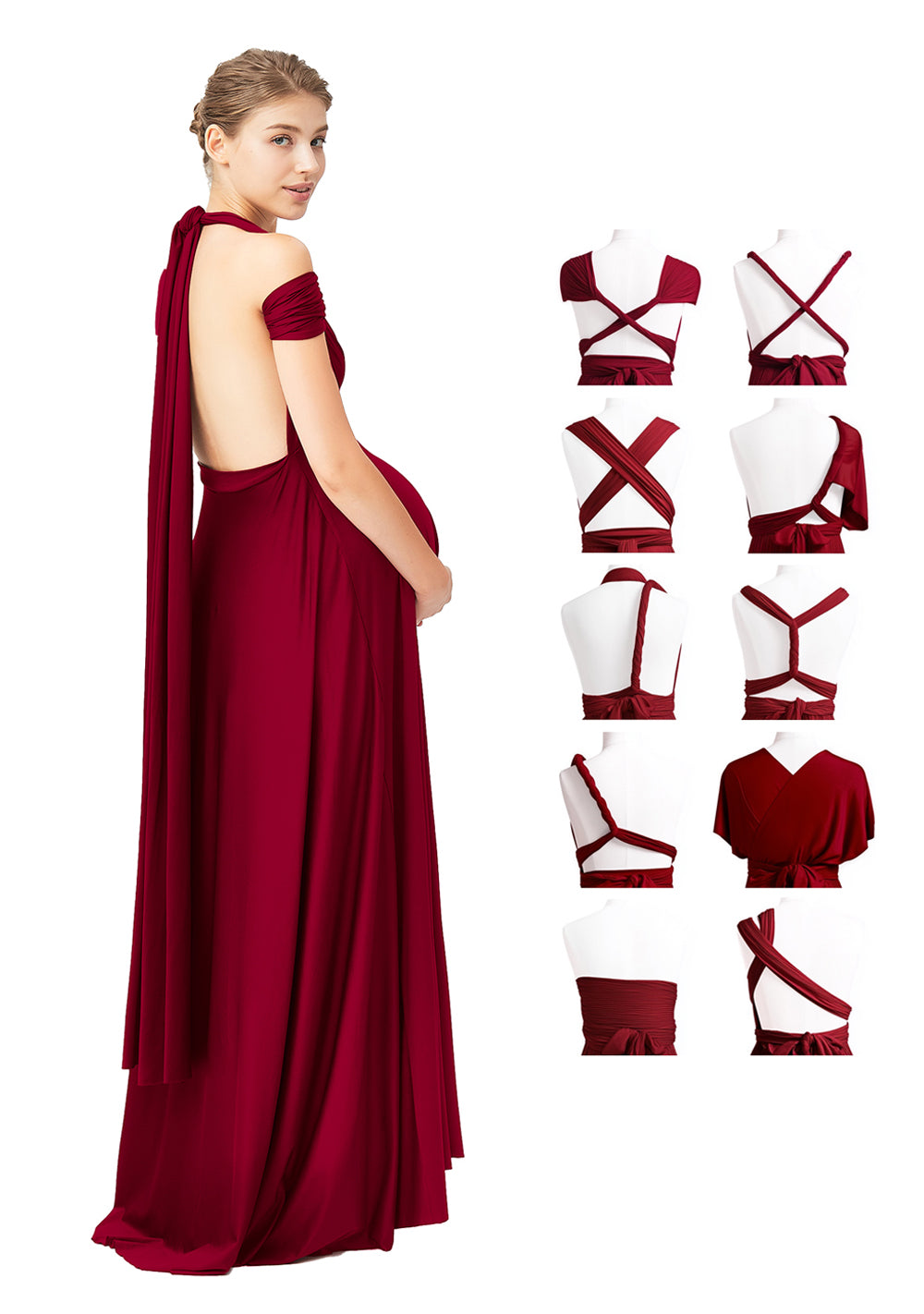 Burgundy Multiway Convertible Maternity Infinity Dress