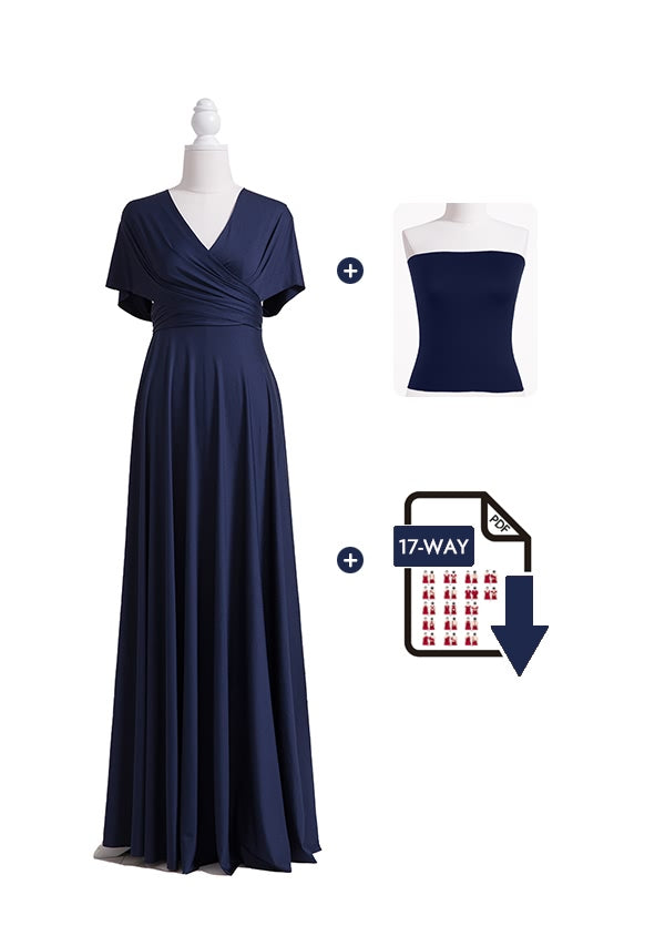 Navy Blue Maxi Multiway Infinity Dress Free Bandeau and Tutorials